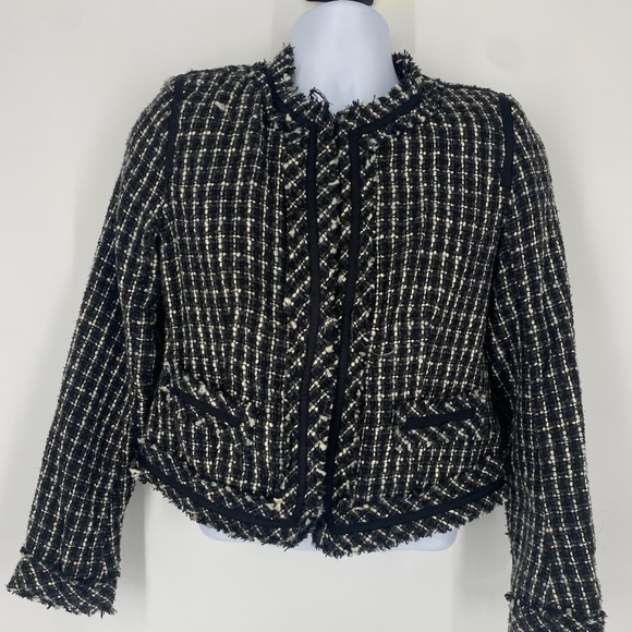 Pre-Owned Merona Women’s Vintage Black & White Tweed Blazer/Jacket – Size M - Picture 1 of 7